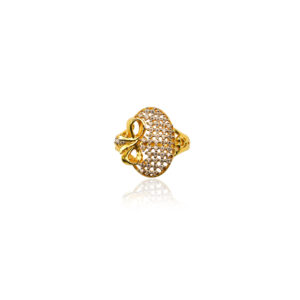 22K Yellow Gold Bow Design Cubic Zirconia Ring
