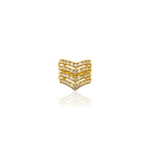 22K Yellow Gold Layered V Design Ring