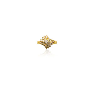 22K Yellow Gold Bypass Cubic Zirconia Ring