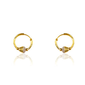 22K Yellow Gold Small Size Hoop Earrings with Cone Design
