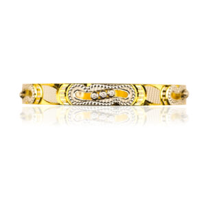 22K Two Tone Gold Solid Ladies Bangle with Detail Work