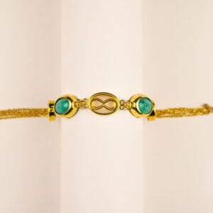 22KGold Ladies Bracelet with Turquoise Stone, Pearl