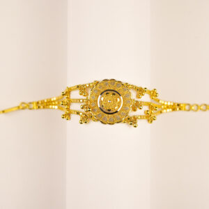 22k Yellow Gold Ladies Flower Bracelet with Fine Pearl detail