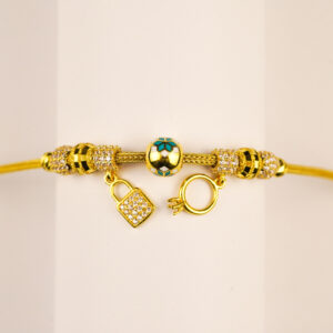 22K Yellow Gold Ladies Bracelet with Purse, Ring Charms