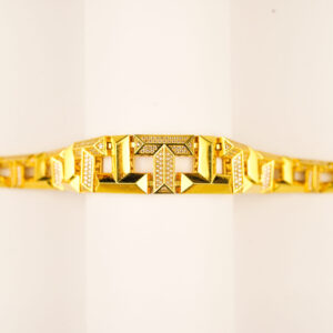 22K Yellow Gold Men Bracelet with Cubic Zirconia Stones
