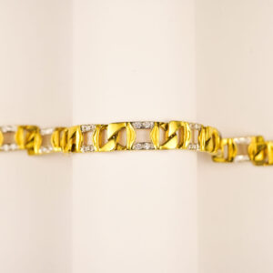 22K Yellow Gold Link Men Bracelet with Stones