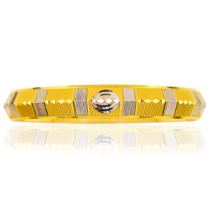 22K Two Tone Gold Lazer Cut Men Kada with Detail
