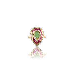 22K Yellow Gold Emerald Pear Shaped Ring