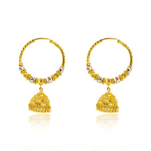 22K Yellow Gold Two Tone Hoop Earrings