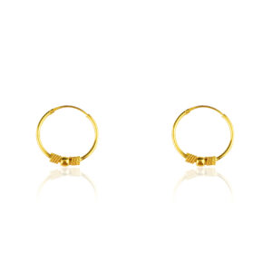 22K Yellow Gold kids Small Hoop Earrings with Beads