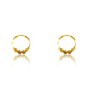 22K Yellow Gold kids Hoop Earrings with Beads