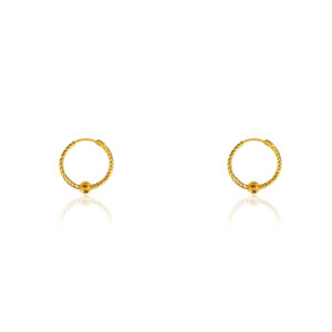 22K Yellow Gold kids One Bead Hoop Earrings