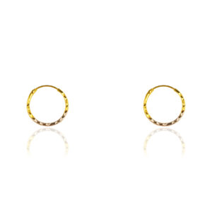 22K Yellow Gold kids Two Color Hoop Earrings