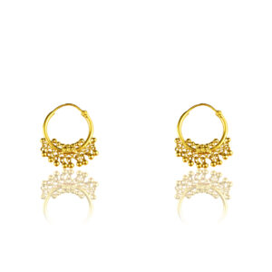 22K Yellow Gold kids Filigree Small Hoop Earrings