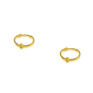 22K Yellow Gold kids Everyday Laser Cut Hoop Earrings