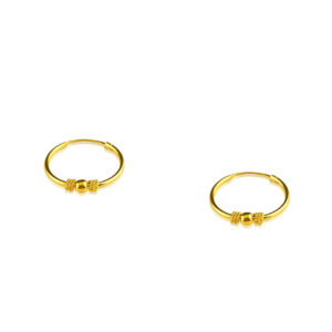 22K Yellow Gold kids Hoop Earrings with Beads