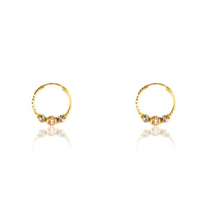 22K Yellow Gold kids Two Tone Hoop Earrings