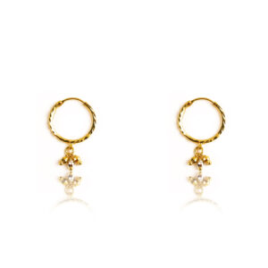 22K Yellow Gold kids Hoop Earrings with Hanging Beads