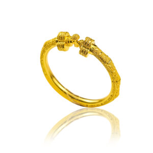 22K Solid Yellow Gold Filigree Ladies Bangle with Lock