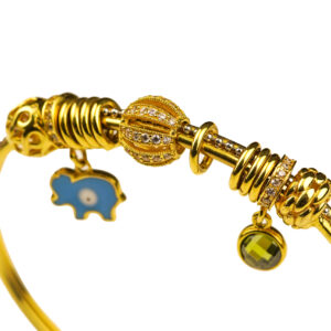 22K Solid Yellow Gold Pandora Style Ladies Bangle