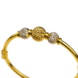 22K Stretch Yellow Gold Two Tone Pandora Ladies Bangle