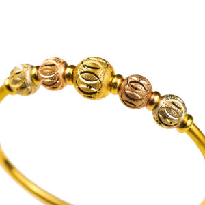 22K Stretch Yellow Gold Pandora Style Multitone Ladies Bangle