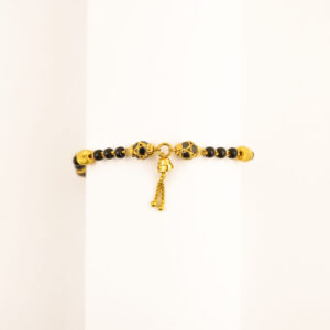 22K Yellow Gold Baby Bracelet with Black and Gold Beads