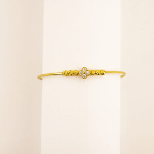 22K Yellow Gold Kids Kara with Flower Shape Stone Design