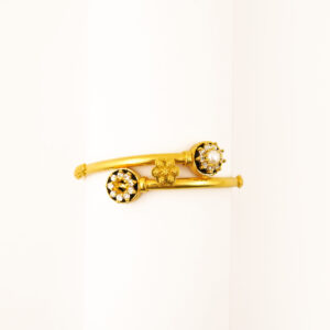 22K Yellow Gold Adjustable Kids Overlap Design with Stones