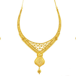 22K Yellow Gold Women Choker Set with Scallop Design