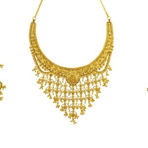 22K Yellow Gold Bridal Set with Waterfall Design