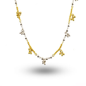 22K Yellow Gold Women Two Tone Chain with beads