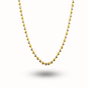 22K Yellow Gold Women Two Tone Solid Bead Chain
