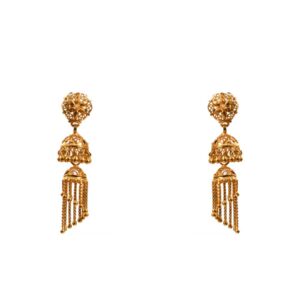 22k Gold Modest Beaded Hanging Jhumki