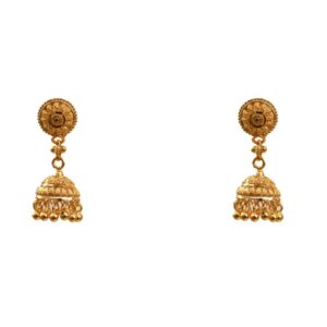 22k Gold Designer Floral Studed Jhumki