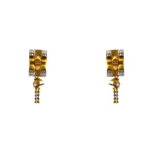 22K Gold Two-Tone Small Drop Earrings