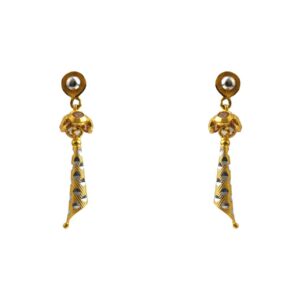 22k Gold Rectangular Two-Tone Earrings