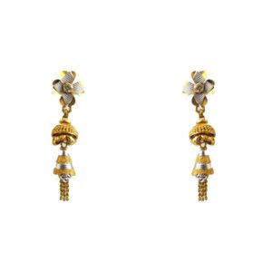 22K Gold Two-Tone Long Earrings