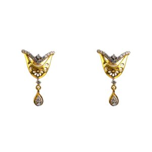 22k Gold Small Earrings in Zirconia Stone