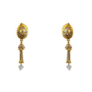 22k Gold  Small hanging Earrings with Stones