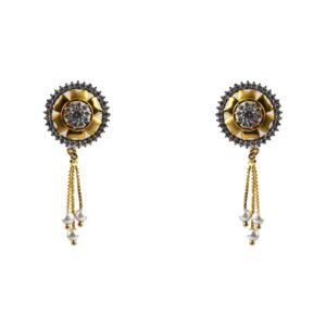 22k Gold Cubic Zirconia drop Earrings with pearl detail